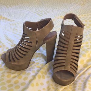 Tan strapped heels